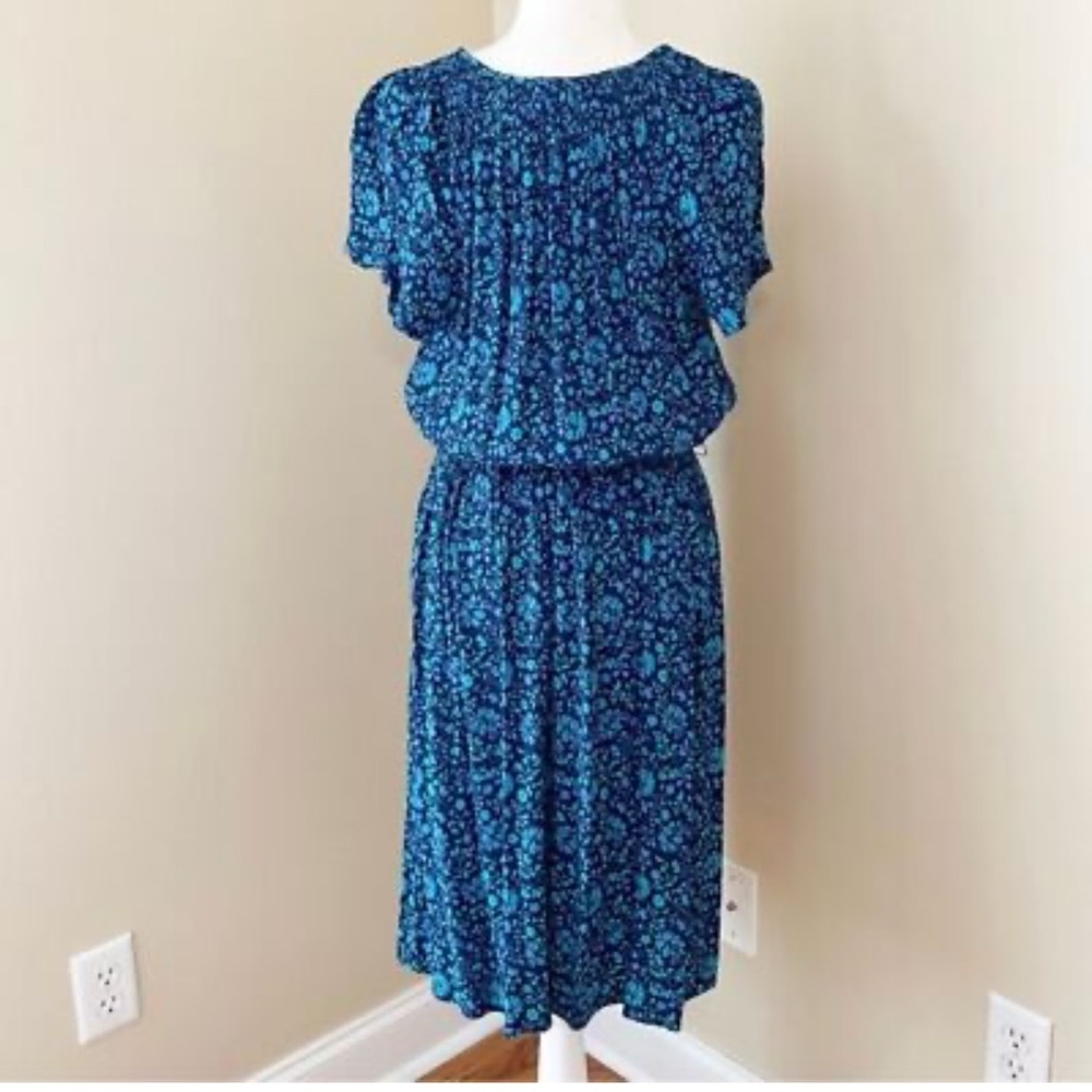 Talbots Blue Patterned Midi Dress - Picture 3 of 6